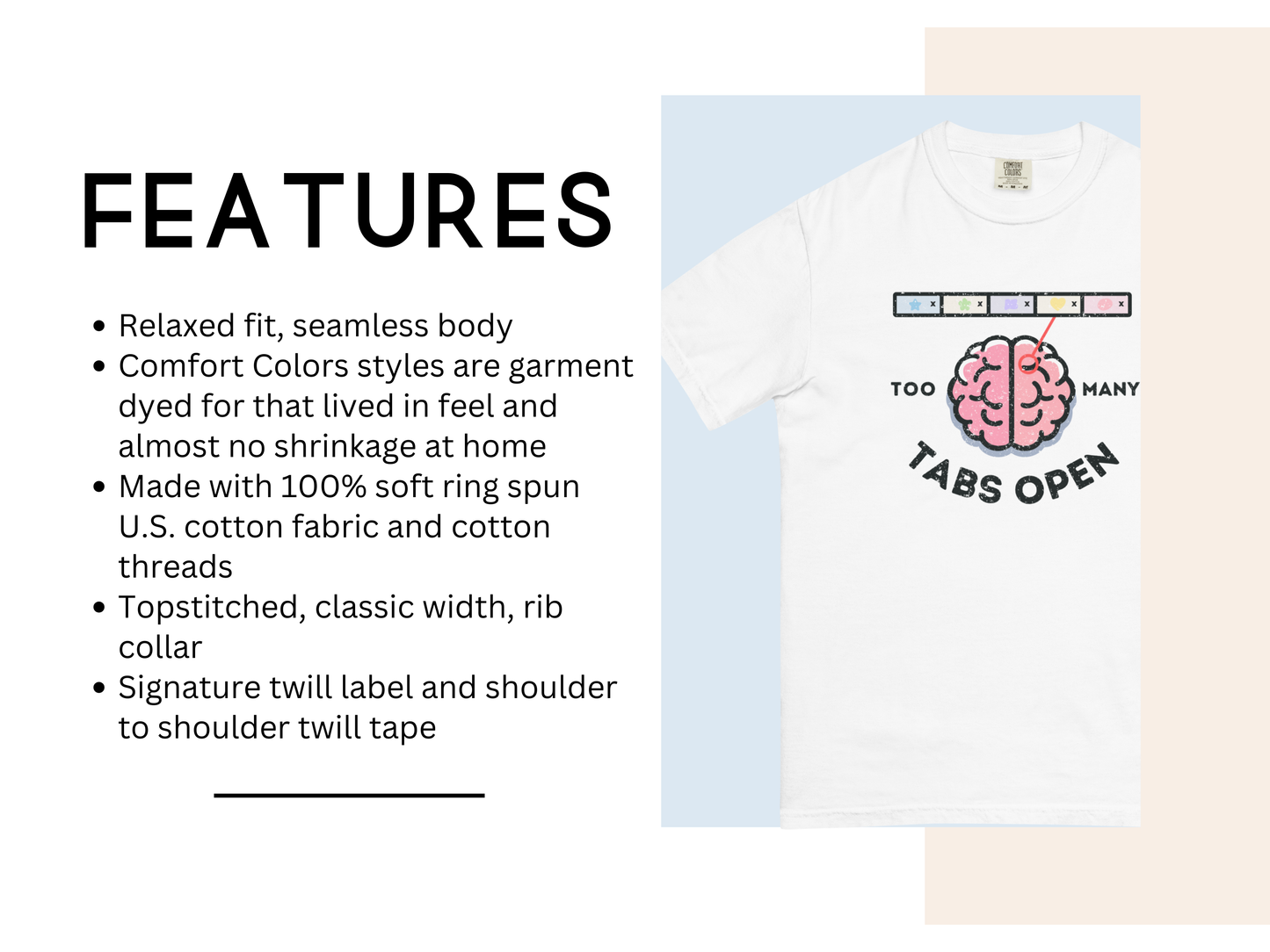 Comfort Colors® "Too Many Tabs Open" ADHD T-Shirt - Unisex Graphic Tee