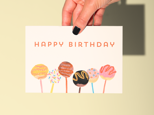 Handmade Happy Birthday Card with Cake Pop Design