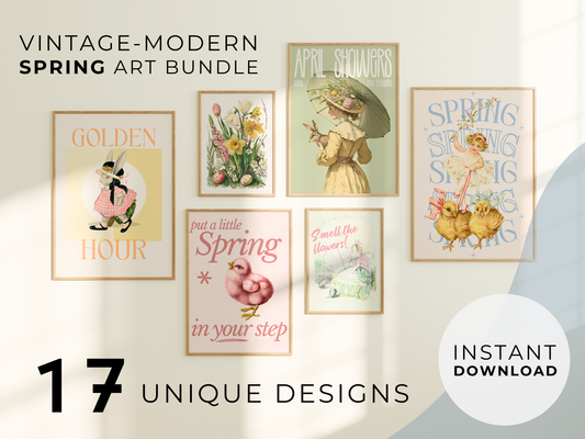 Vintage-Modern Spring Wall Art Bundle – Authentic Vintage Art Reimagined