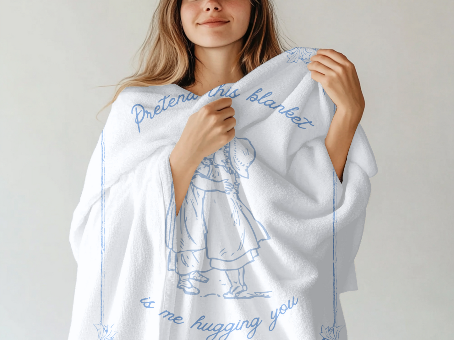 Sentimental Long-Distance Hug Soft Throw Blanket – 60x80" Vintage Style Thoughtful Gift