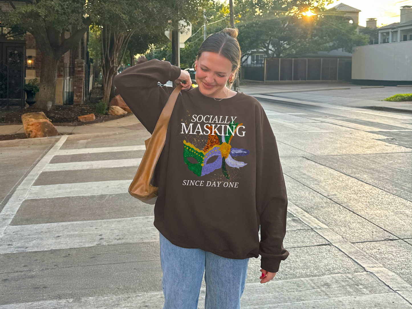 Socially Masking Crewneck Sweatshirt - Neurodivergent Awareness Design