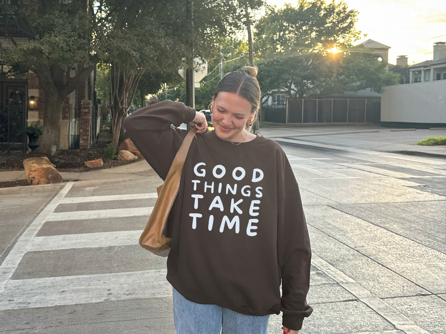 Good Things Inspirational Crewneck Sweatshirt - Cute Graphic Tee