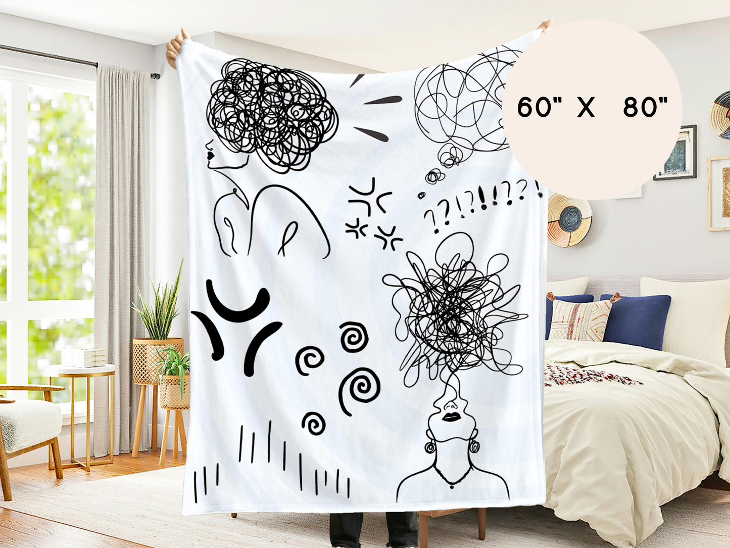 Anxiety Soft Throw Blanket - 60"x80" Mental Health Self-Care Decor