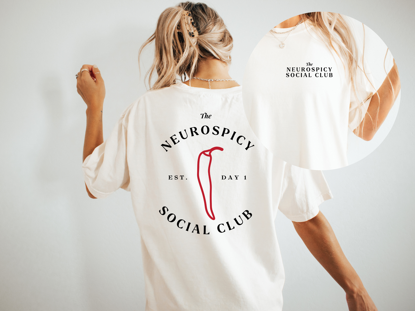 Comfort Colors® Neurospicy Social Club T-Shirt - Funny Neurodivergent Graphic Front & Back Tee