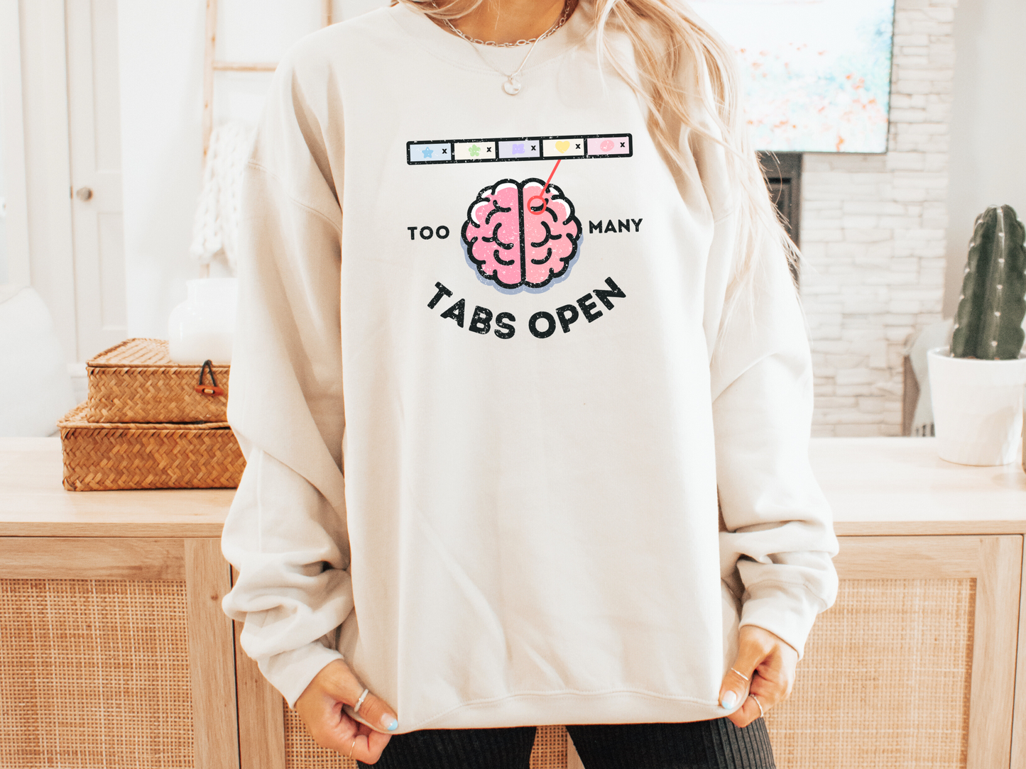 ADHD "Too Many Tabs" Crewneck Sweatshirt - Funny Graphic Unisex Shirt