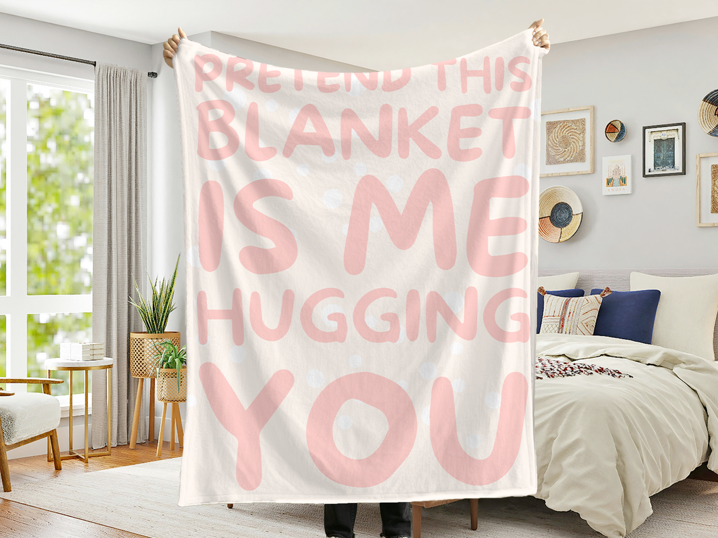 Sentimental Long-Distance Hug Soft Throw Blanket – 60"x80" Modern Decor & Emotional Gift