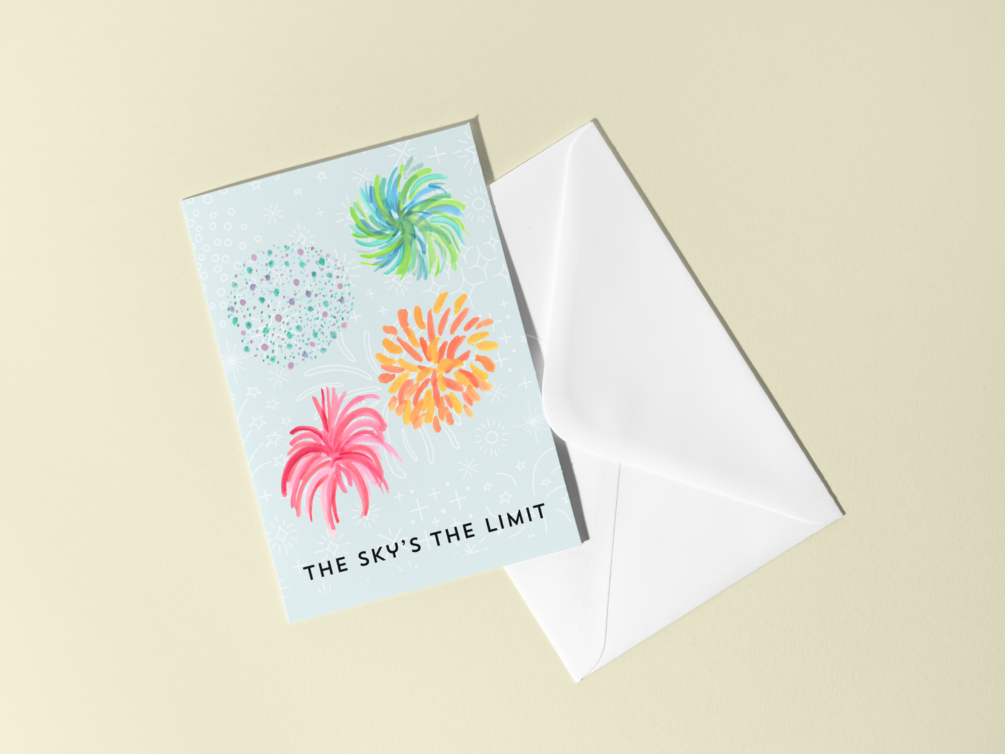 Congrats Handmade Watercolor Firework Greeting Card