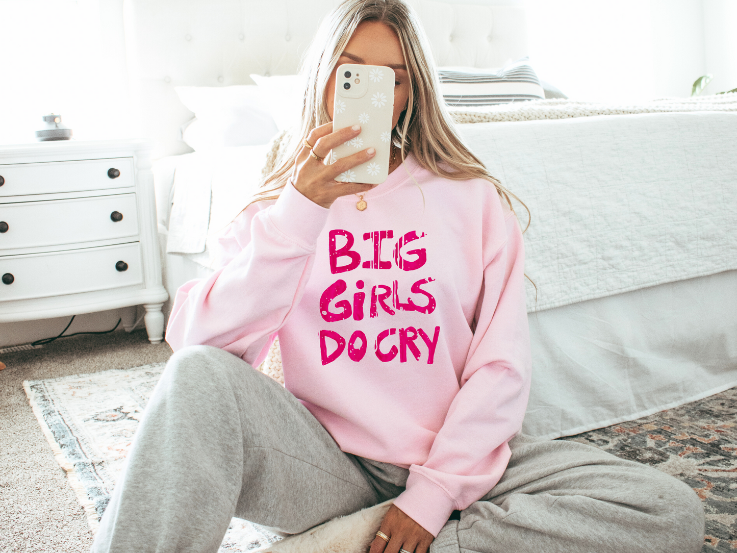 Big Girls Do Cry Crewneck Sweatshirt - Mental Health Graphic Tee