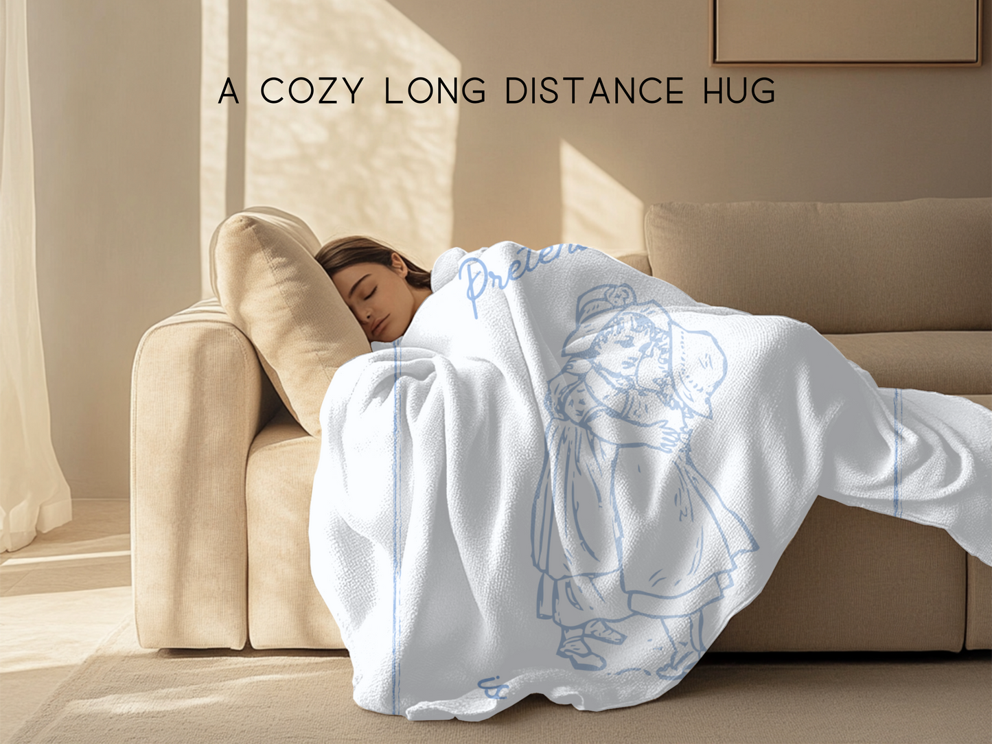 Sentimental Long-Distance Hug Soft Throw Blanket – 60x80" Vintage Style Thoughtful Gift