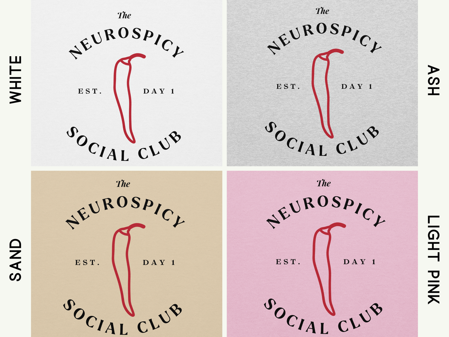 Neurospicy Social Club Crewneck Sweatshirt - Funny & Neurodivergent-Inspired Front & Back Tee