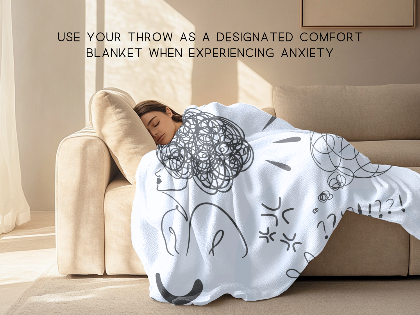 Anxiety Soft Throw Blanket - 60"x80" Mental Health Self-Care Decor