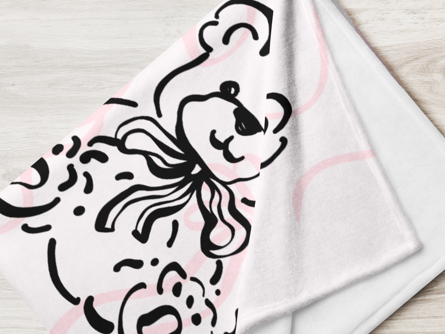 Coquette Style Soft Throw Blanket – 60"x80" Pink Aesthetic with Bows and Line Art